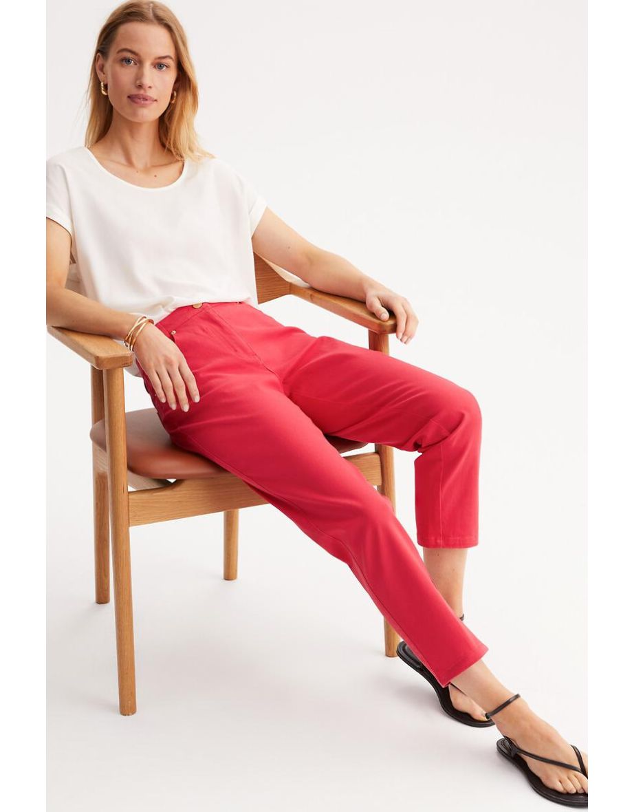 Cotton Ankle Grazer Trousers, Length 25"