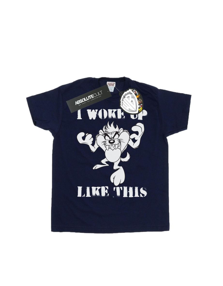 Looney Tunes Mens Taz I Woke Up Like This T-Shirt - Navy Blue