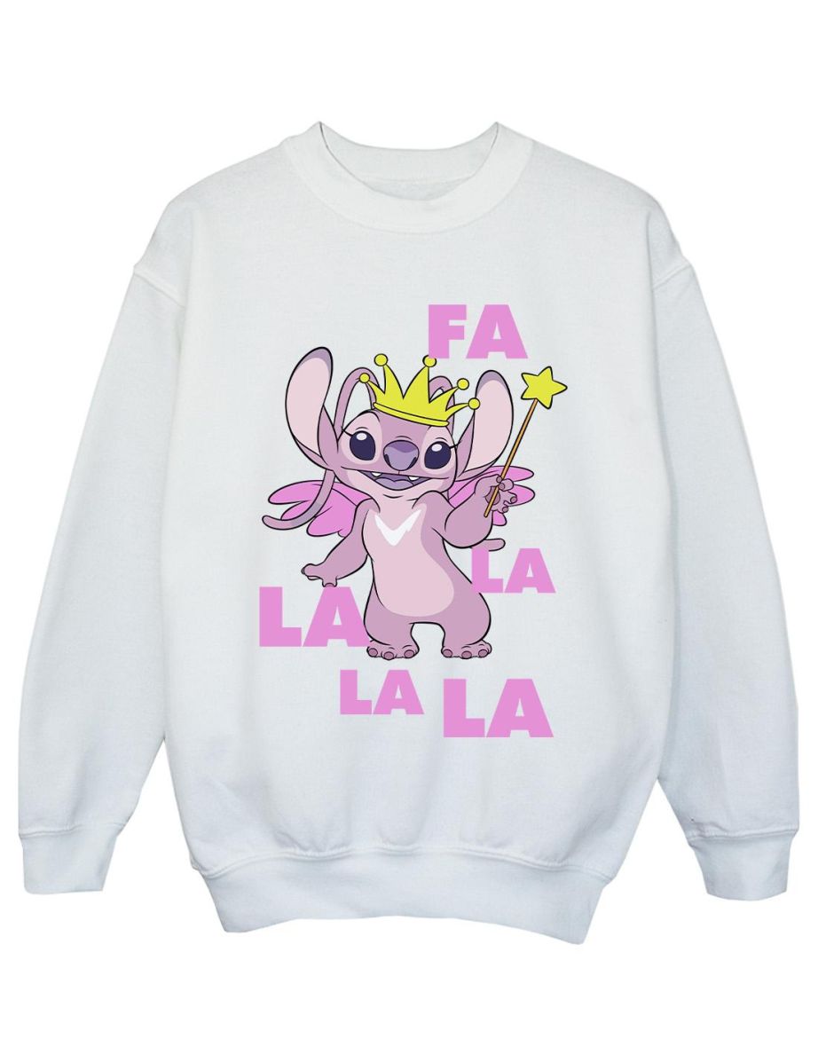 Disney Girls Lilo & Stitch Angel Fa La La Sweatshirt - White