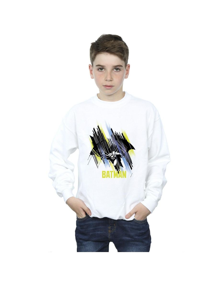 DC Comics Boys Batman Flying Batman Sweatshirt - White