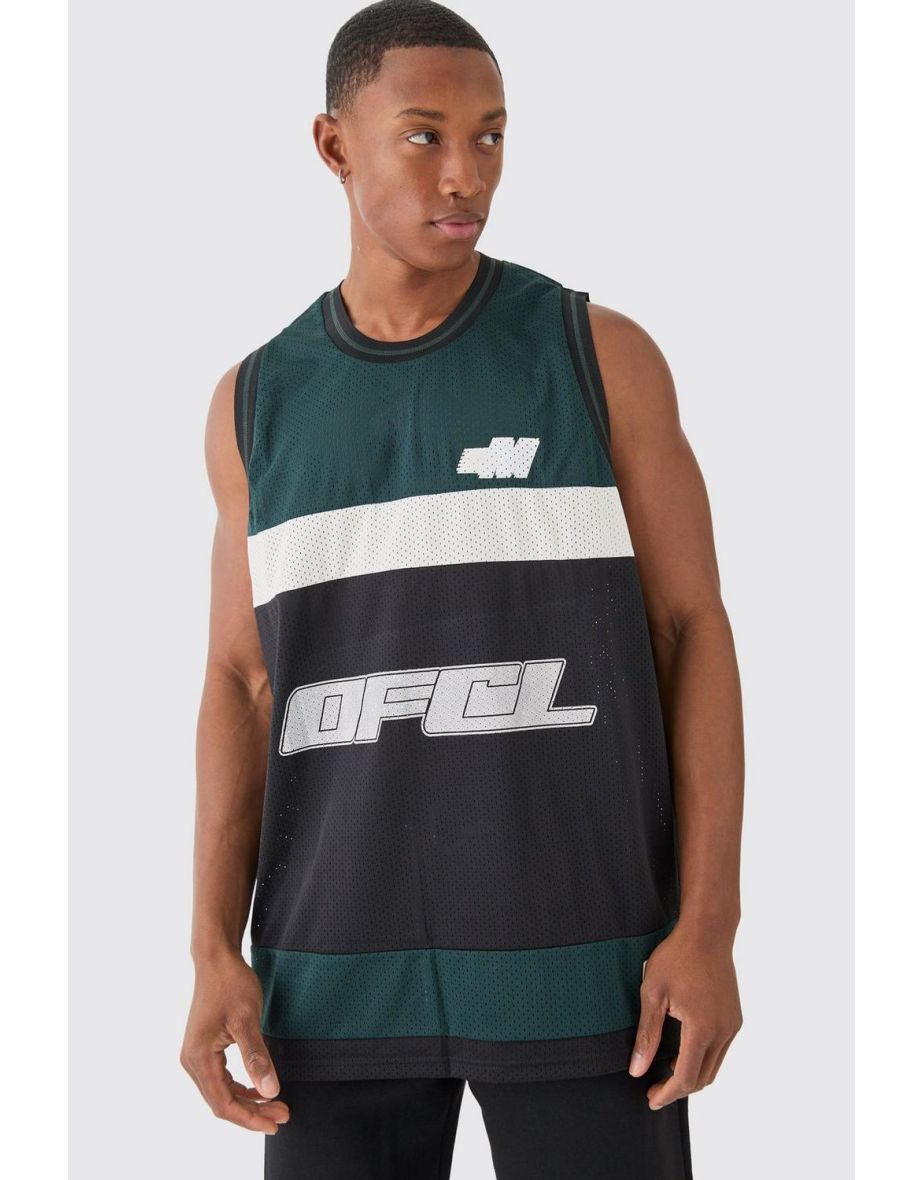 Oversized Basketball Mesh Vest - green