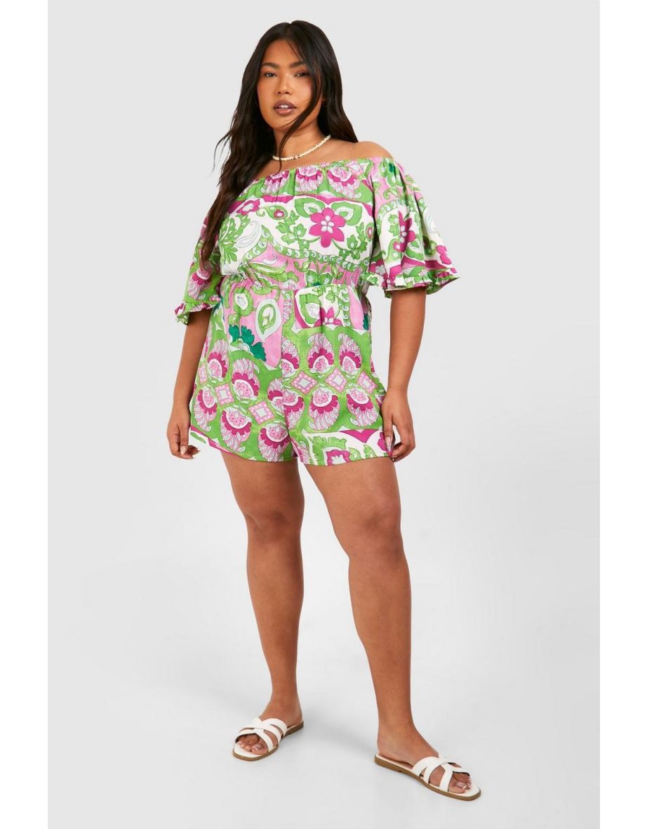Plus Woven Floral Bardot Playsuit