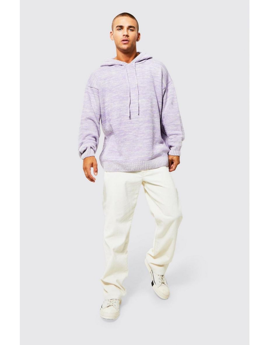 Oversized Twist Chunky Knitted Hoodie - lilac - 2