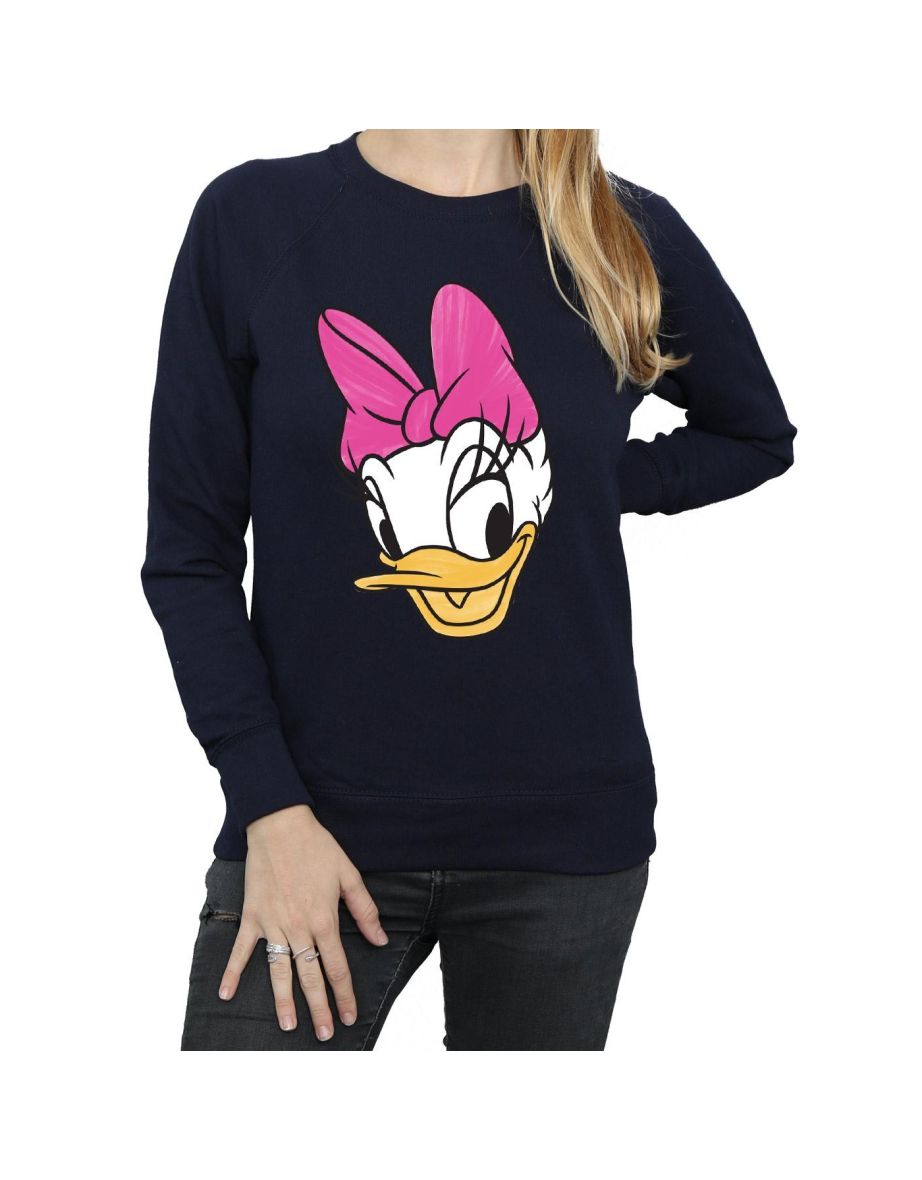 Disney Womens/Ladies Daisy Duck Head Painted Sweatshirt - Navy Blue - 3