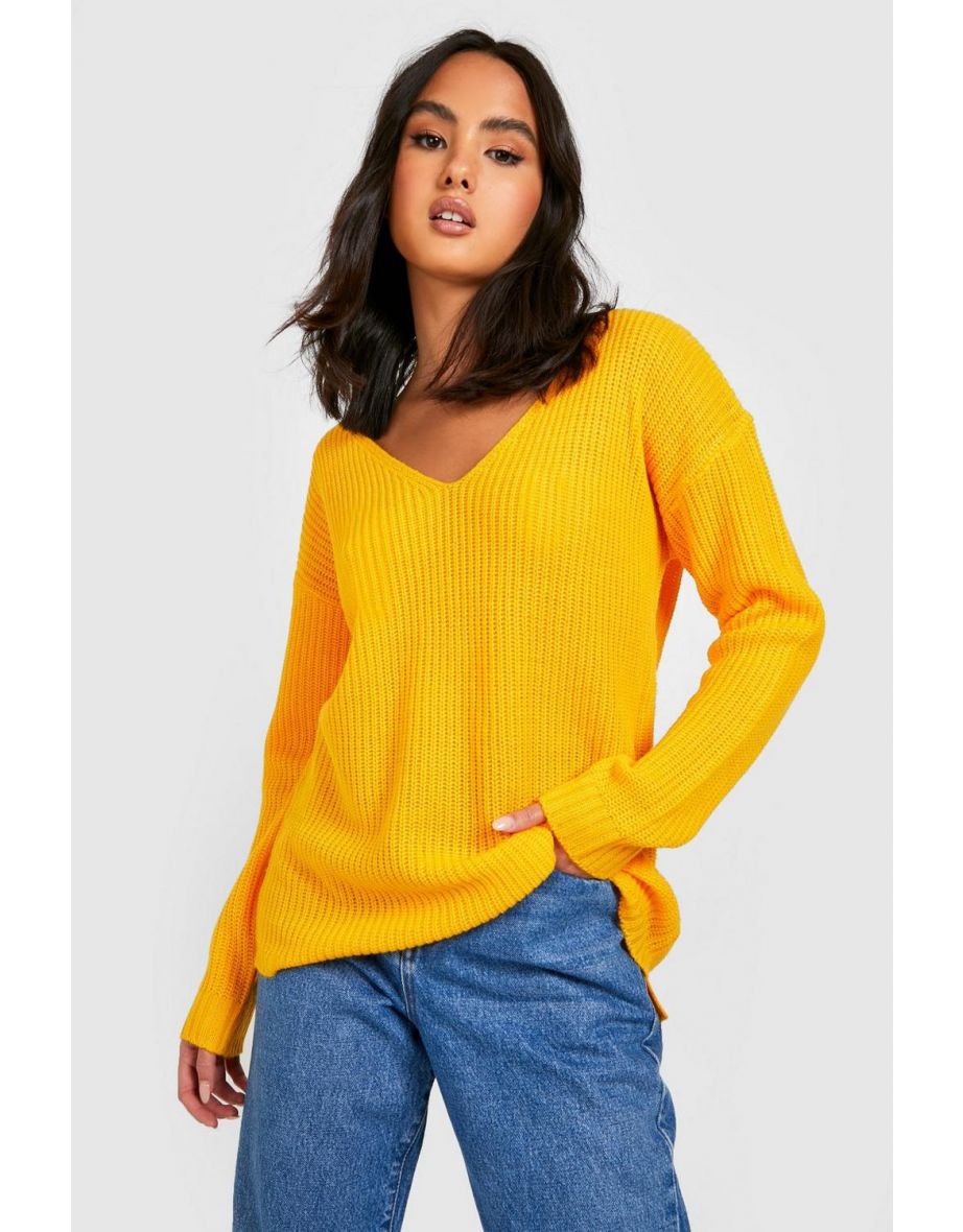 V Neck Jumper - orange