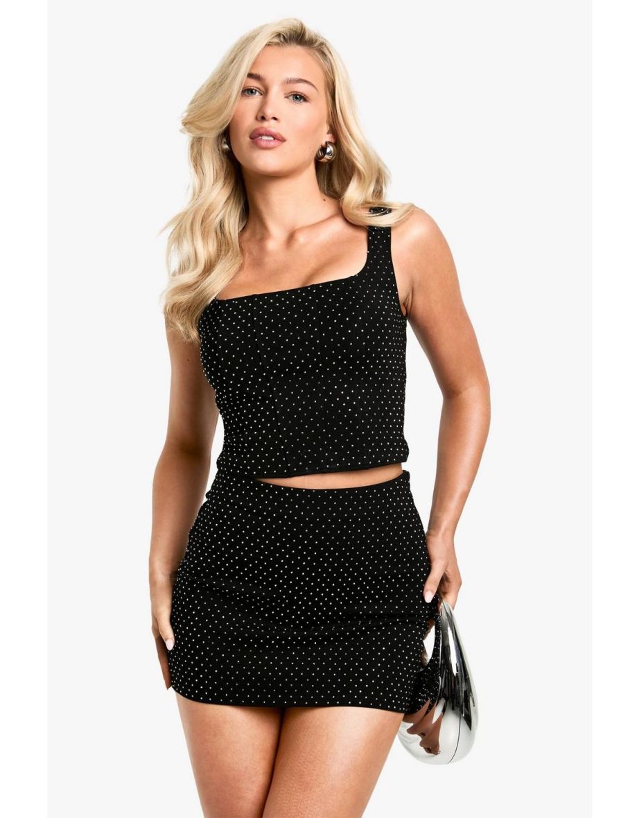 Hot Fix Diamante Corset Top