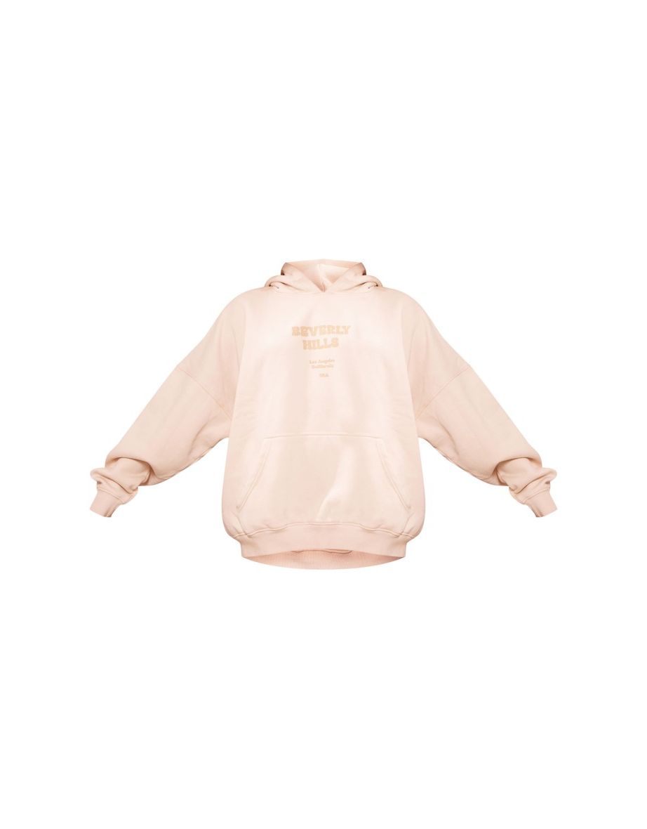 Stone Washed Beverly Hills Printed Hoodie - 4