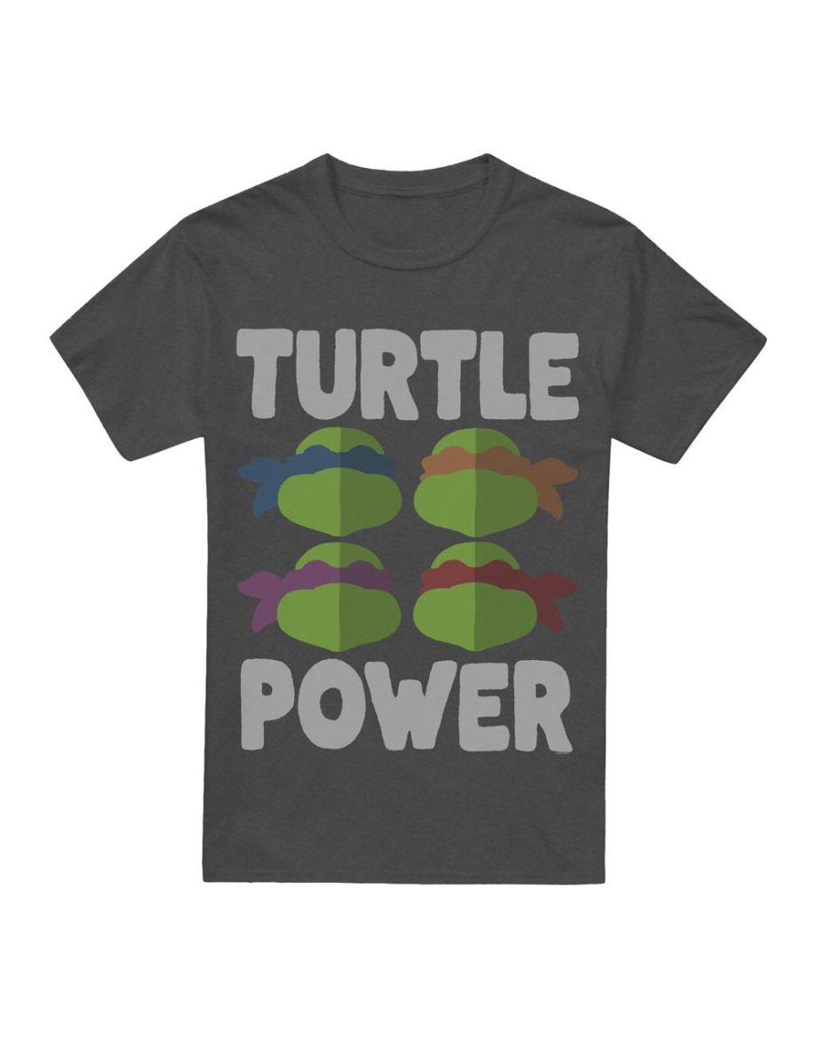 Teenage Mutant Ninja Turtles Unisex Adult Turtle Power Faces T-Shirt - Charcoal
