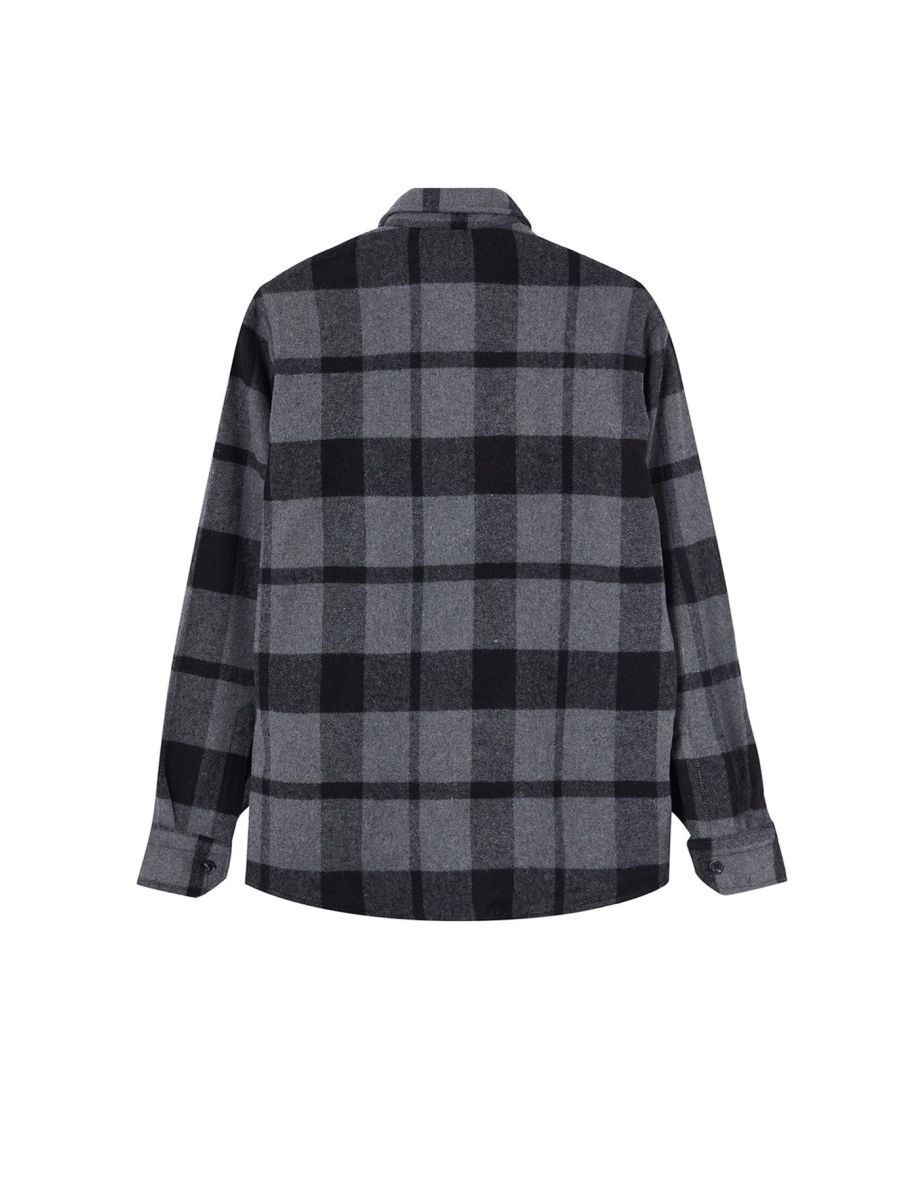 Black Regular Fit Winter Checkered Lumberjack Shirt Jacket - 6