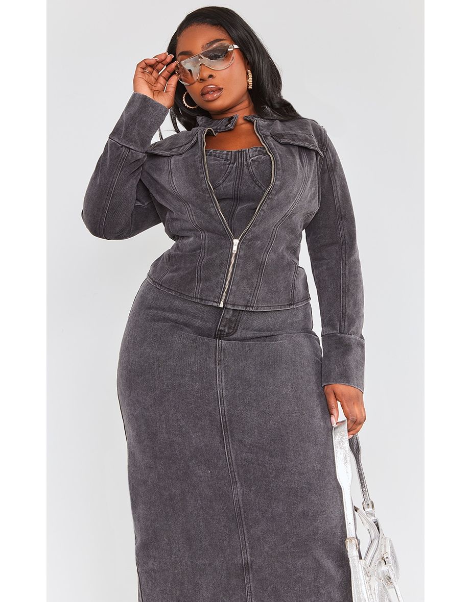 Plus size outlet fitted jean jacket