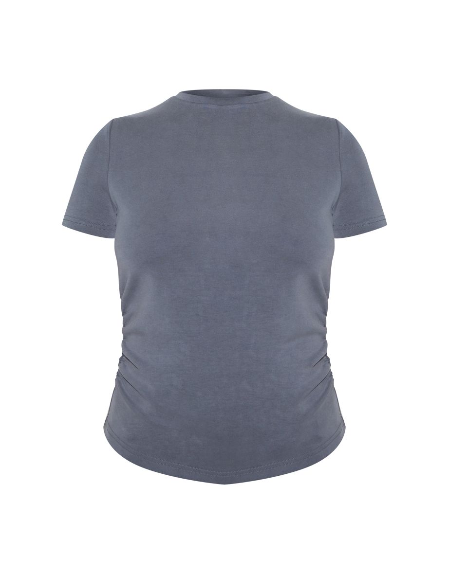 Plus Grey Modal Ruched Side Top - 4