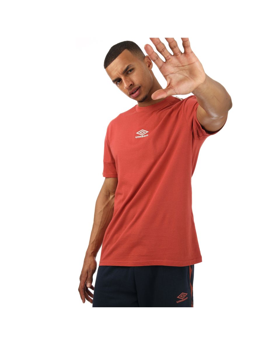 Men's Umbro Diamond Taped Crew T-Shirts in Brown - 5