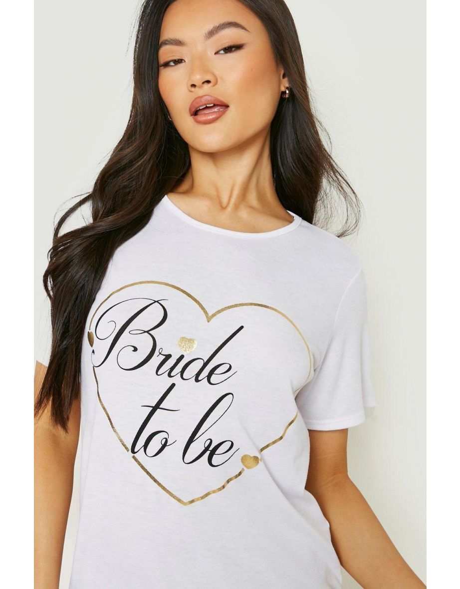 Bride To Be Heart Print Sleep T-shirt - white - 3
