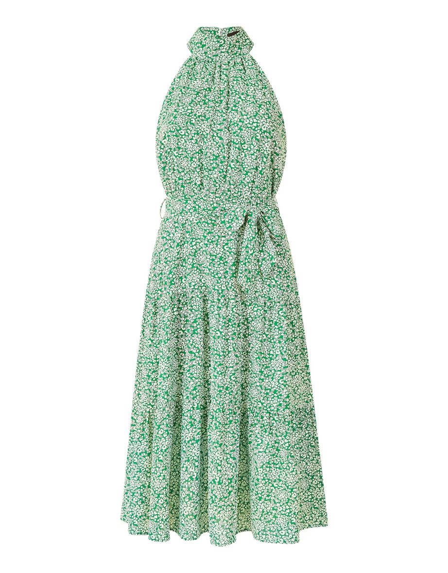 Mela Green Ditsy Floral Halter Neck Midi Dress - 4