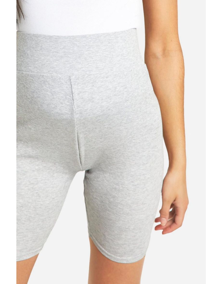 Maternity Ribbed High Waisted Cycling Shorts - grey - 3