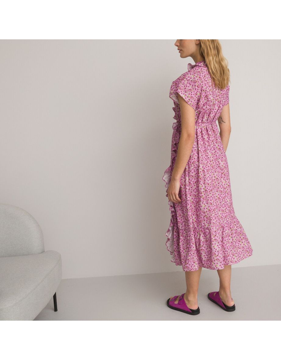 Maternity Floral Ruffled Maternity Dress in Cotton Midaxi - 3