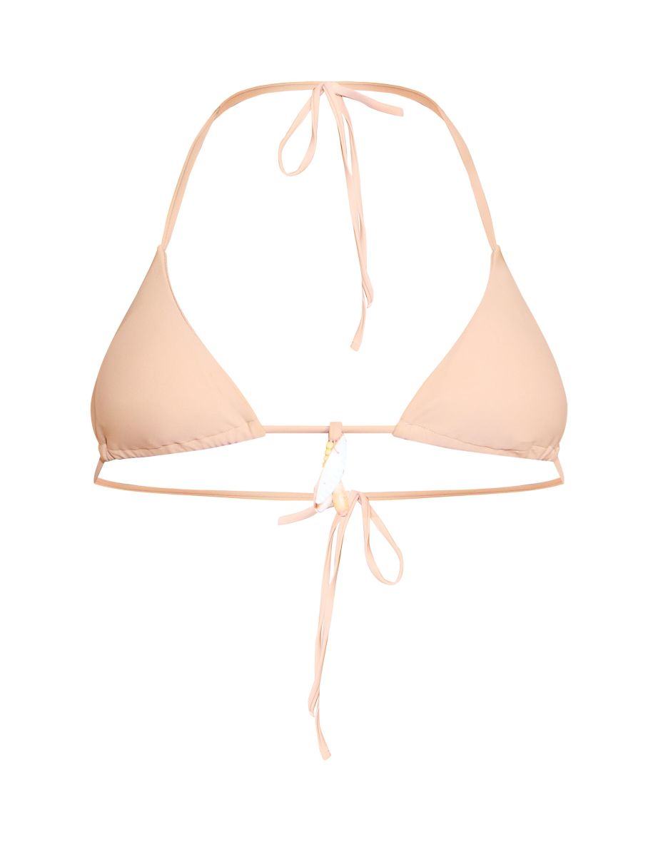 Stone Shell Trim Micro Triangle Bikini Top - 3