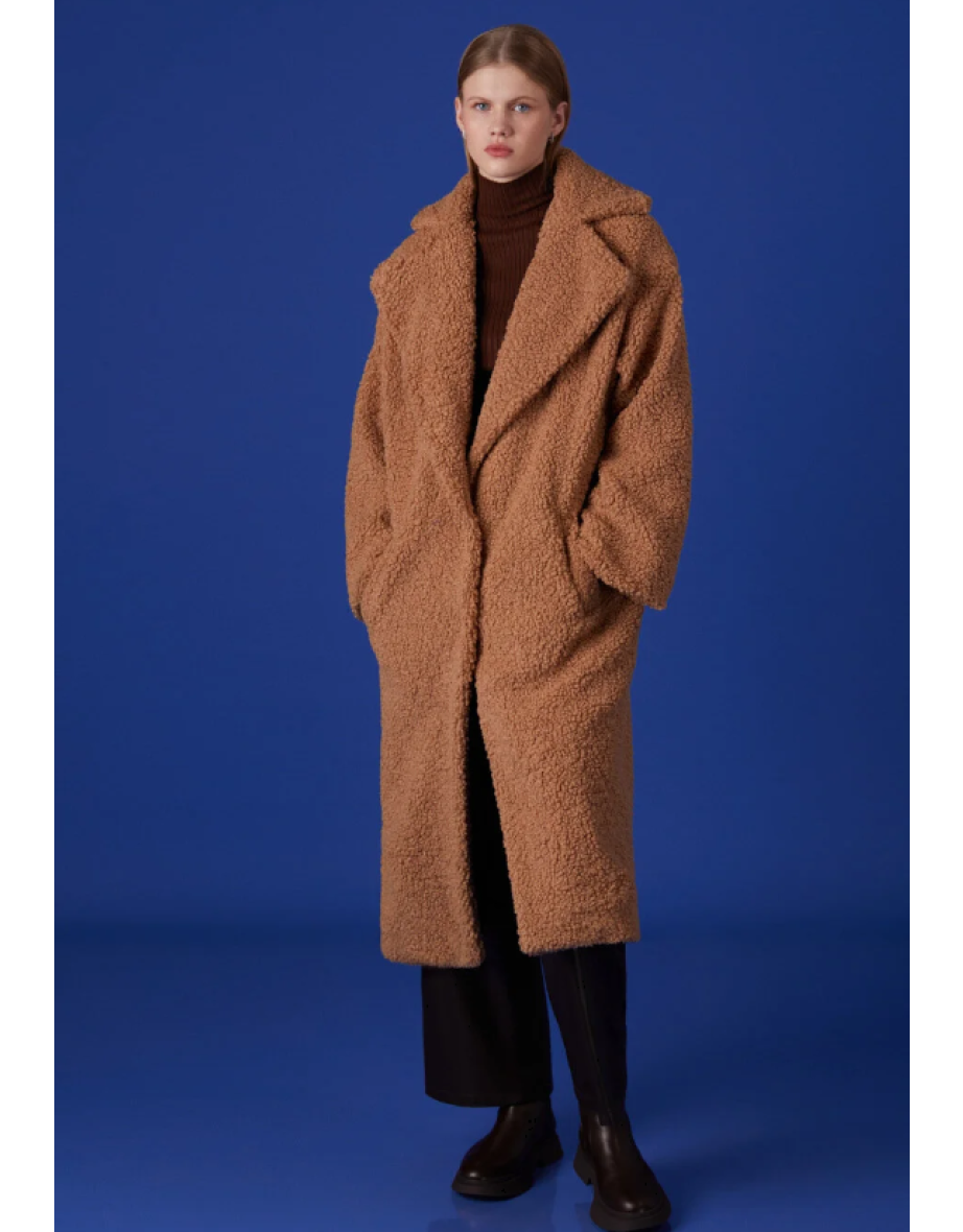 Double Breasted Faux Fur Coat