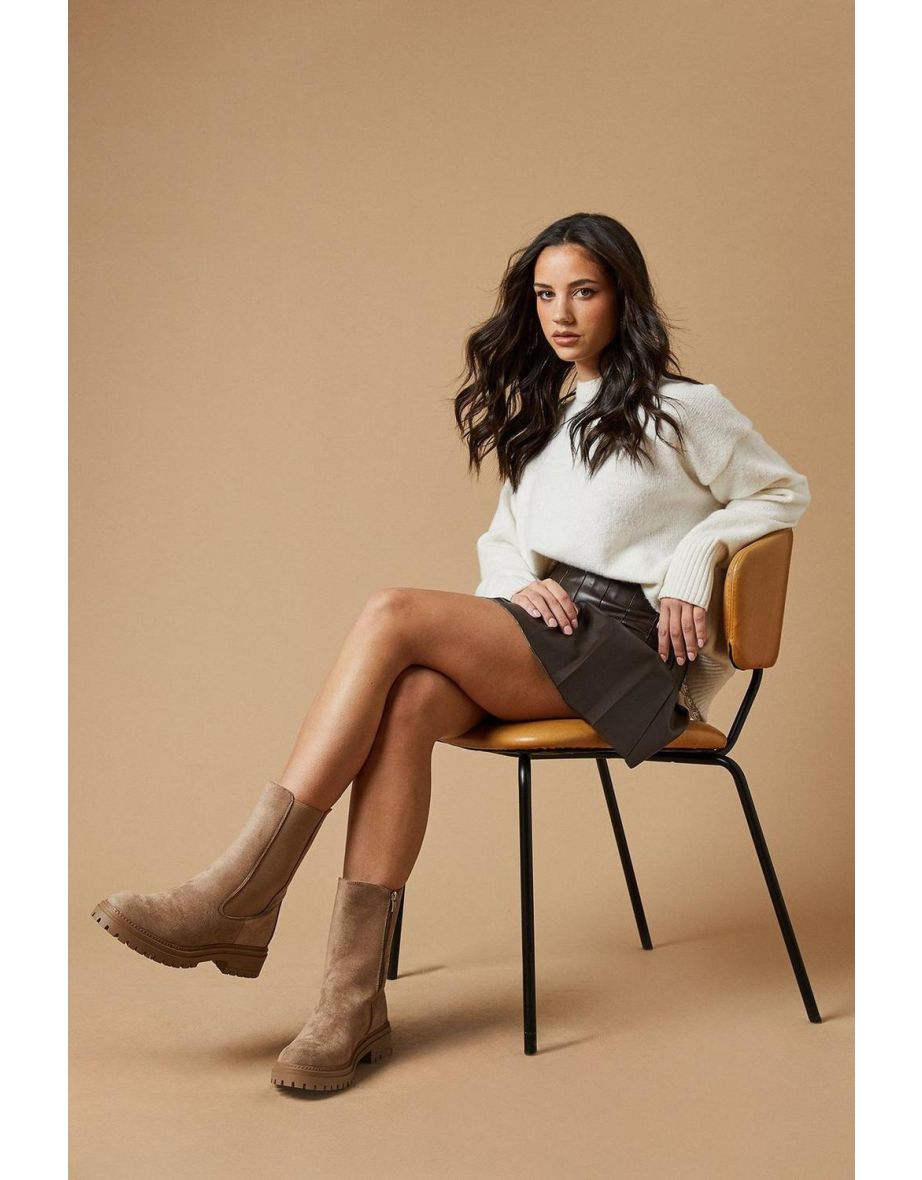 Martine Faux Suede Chunky Ankle Boot