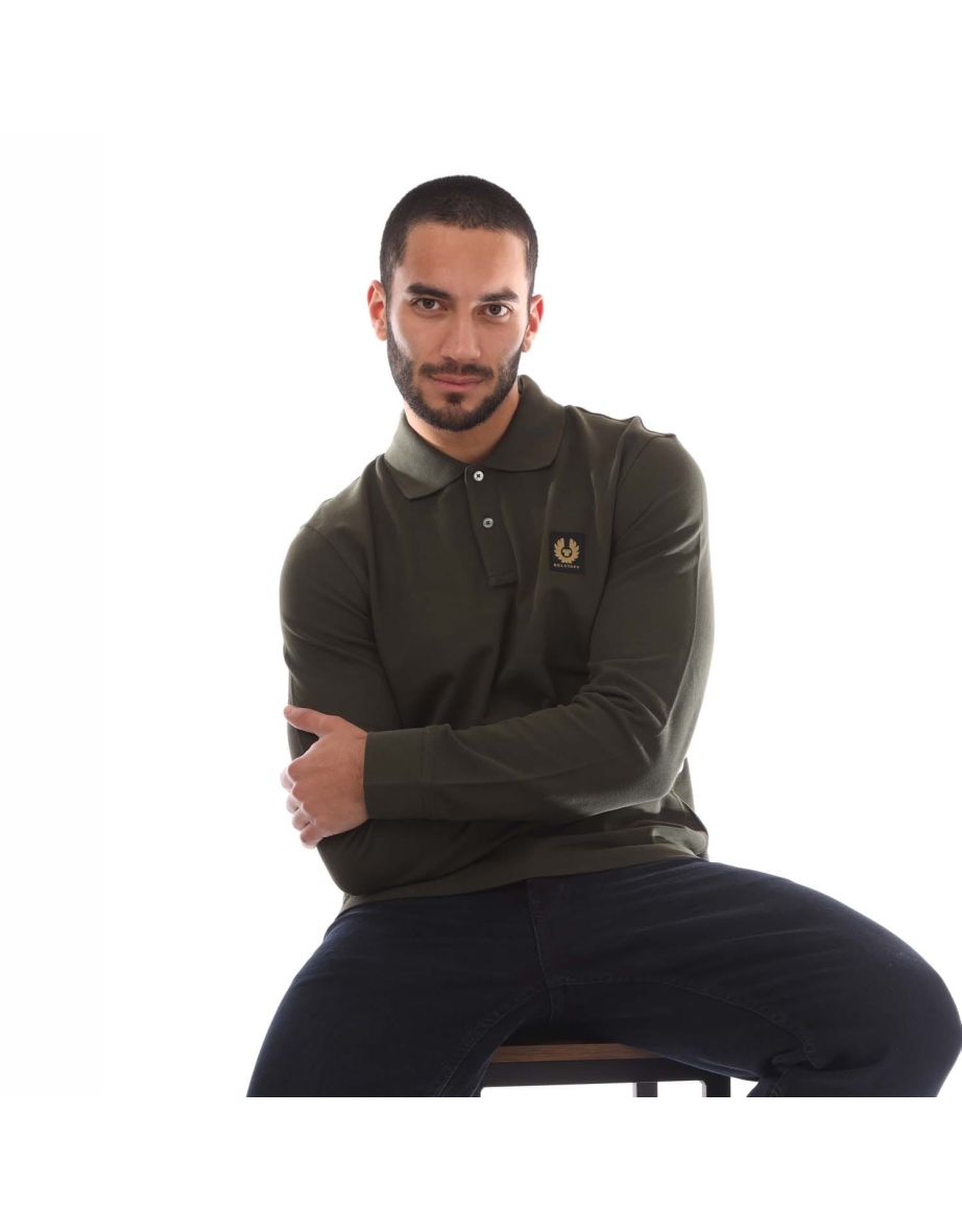 Men's Belstaff Long Sleeved Polo Shirt in Green - 3