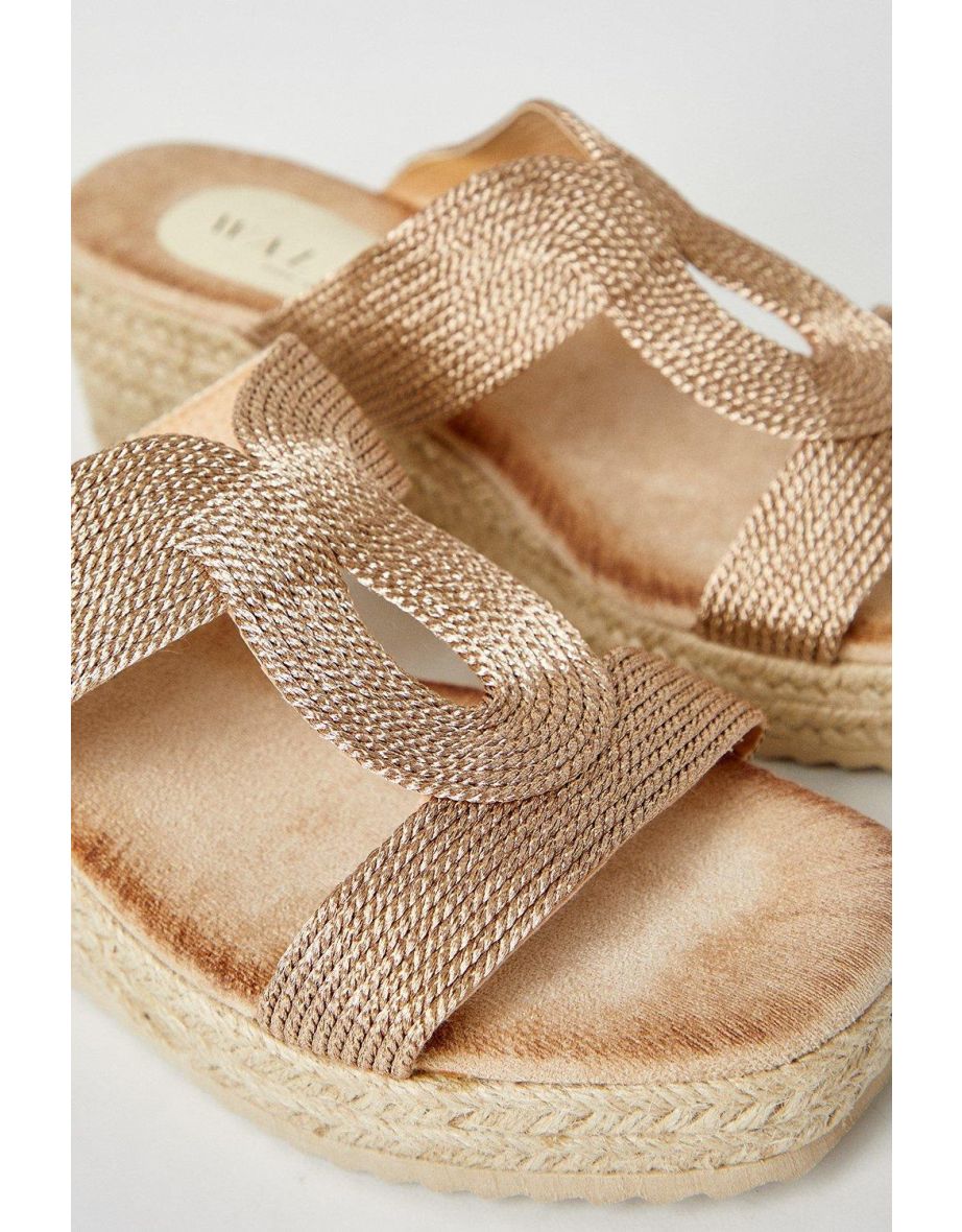 Rona Comfort Rope Detail Espadrille Medium Wedge Mules - 3
