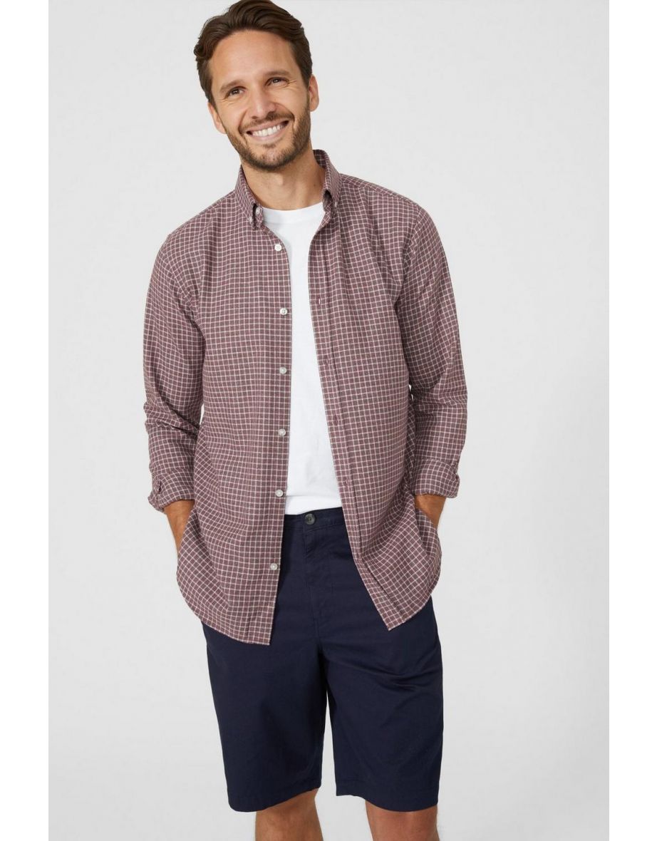 Mini Grid Check Shirt - dark plum