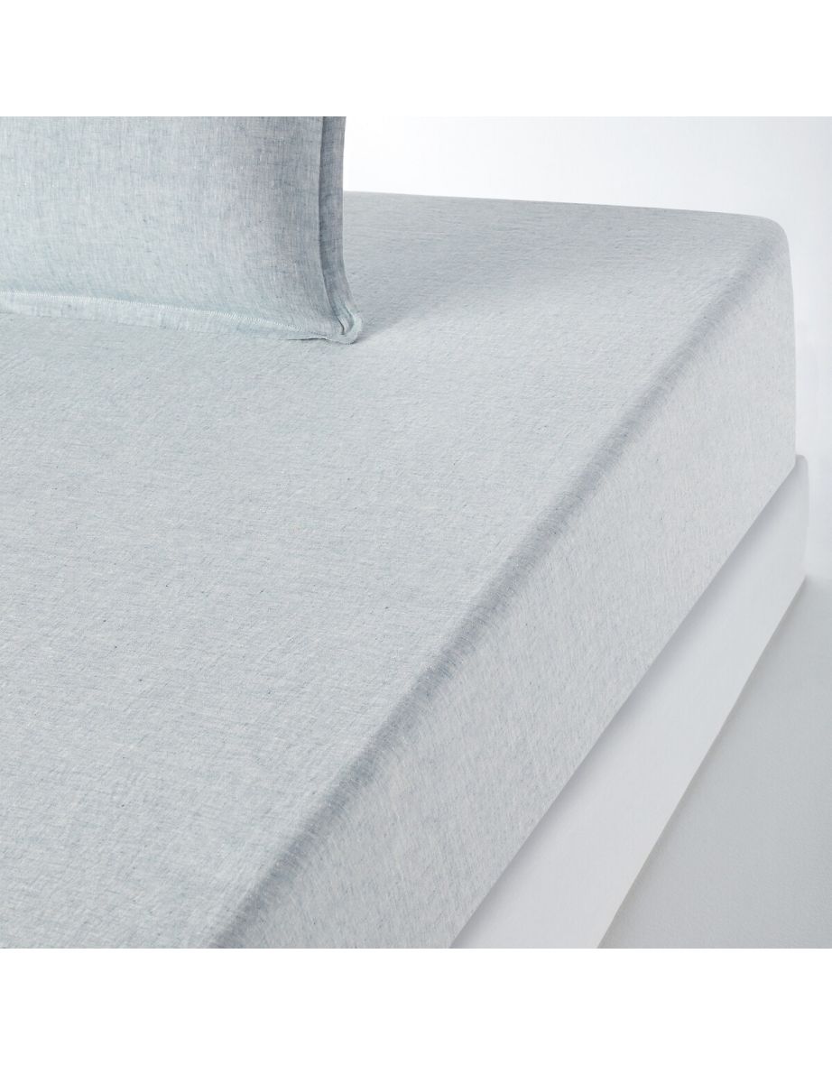 35cm High 100% Washed Linen Fitted Sheet