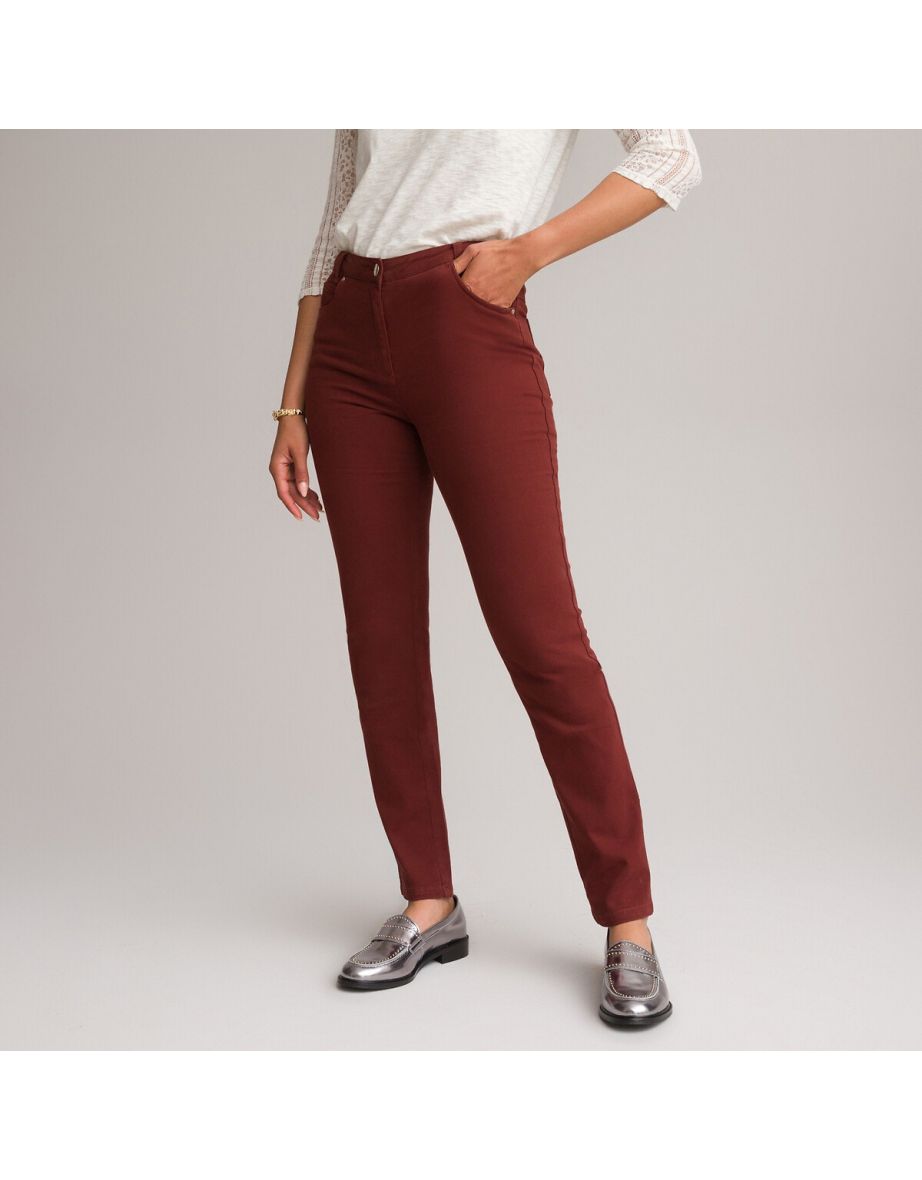Stretch Cotton Straight Trousers, Length 30.5"