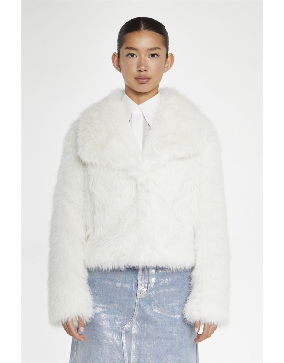 White Faux-Fur Oversized-Jacket - 3