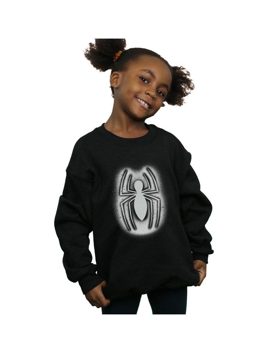 Marvel Girls Spider-Man Graffiti Logo Sweatshirt - Black