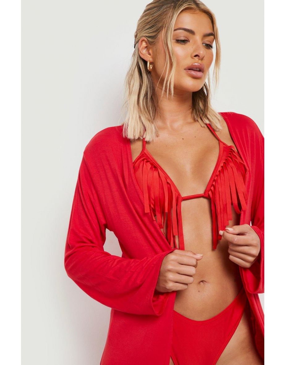 Tassel Beach Kimono - red - 3