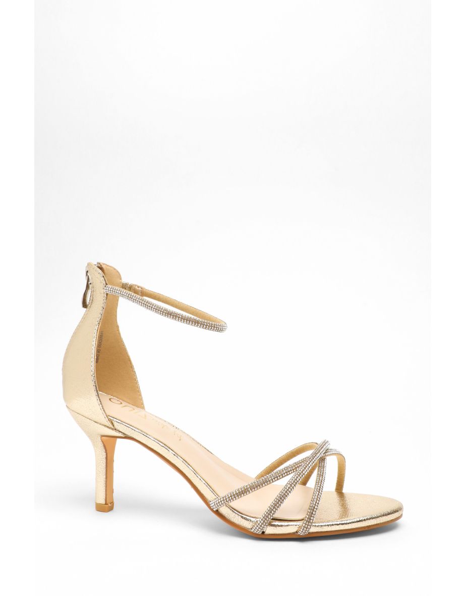 Gold kitten hotsell heels wide fit