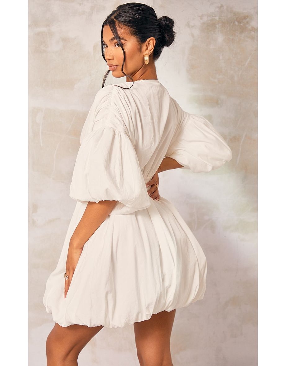 puff sleeve puffball hem shift dress