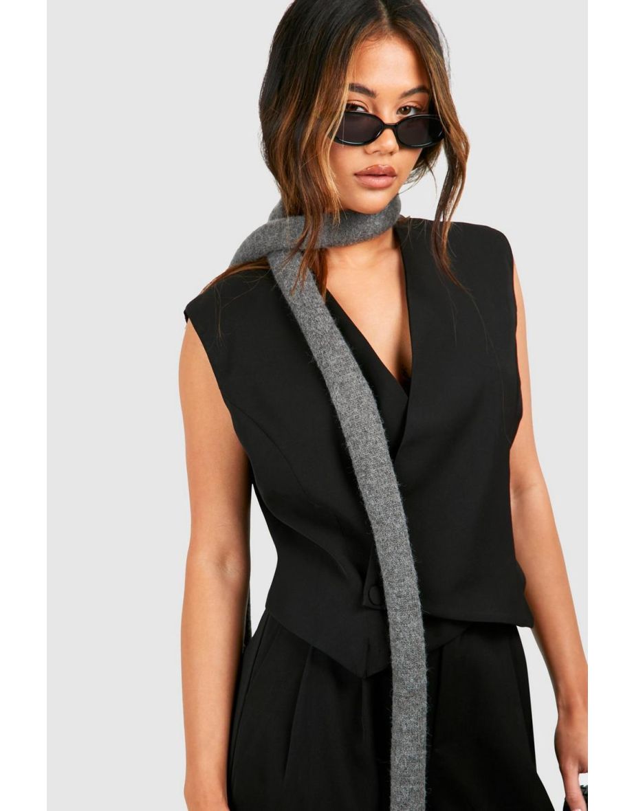 Asymmetric Button Front Waistcoat - black - 3