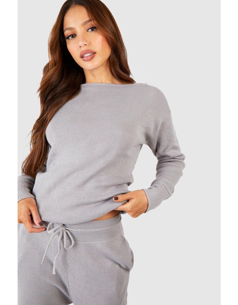 Tall Knitted Slash Neck Jumper & Jogger Set - 3