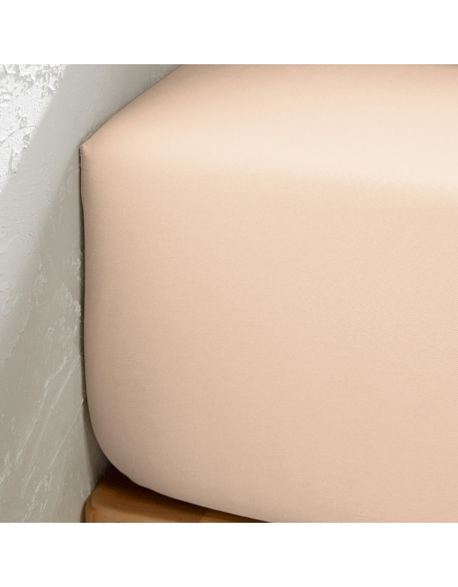 Victor Plain 100% Washed Cotton Satin 300 Thread Count Fitted Sheet - 2