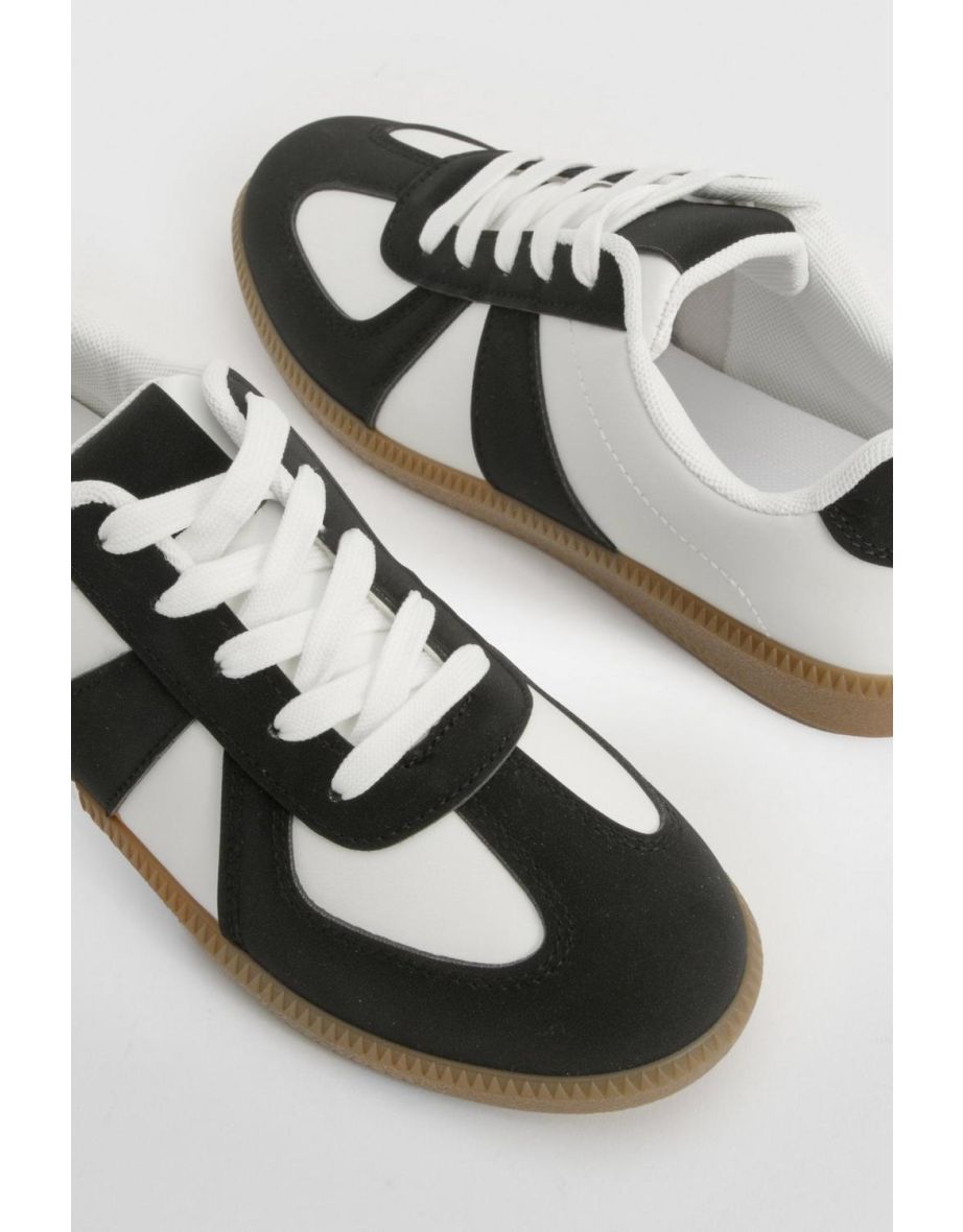 Contrast Panel Gum Sole Trainers - black - 3