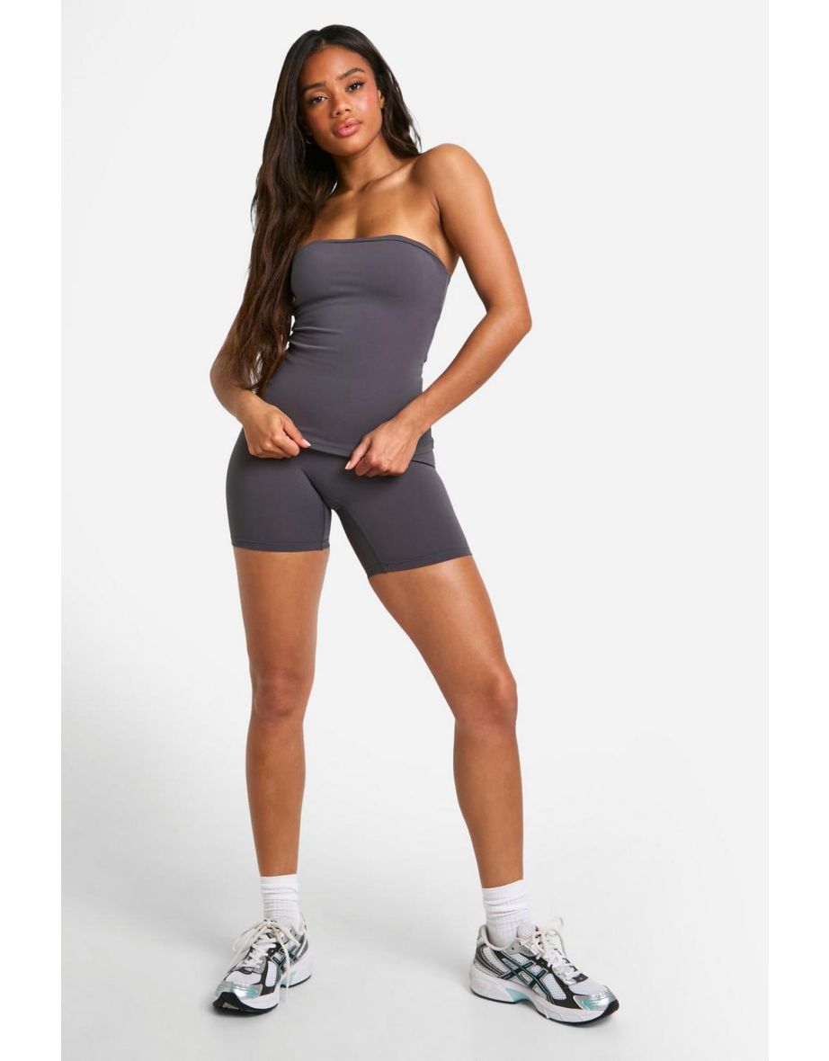 Premium Sculpt Padded Bandeau Top - charcoal