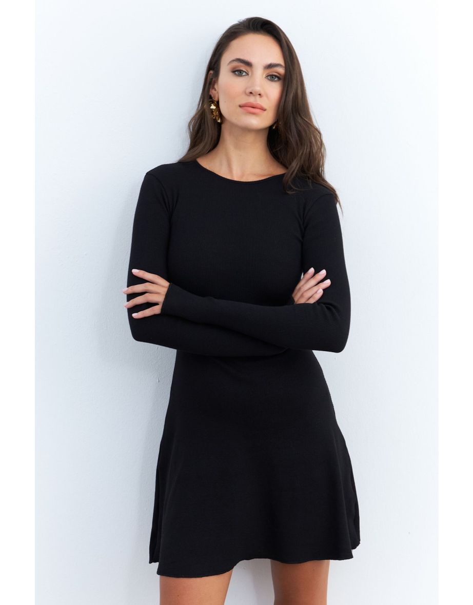 Women's Black Tie Camisole Mini Dress - 7