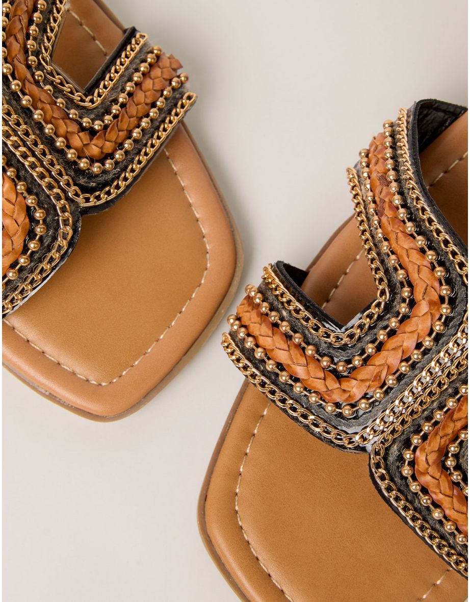 Beaded Plaited Small Mule Heels - 4