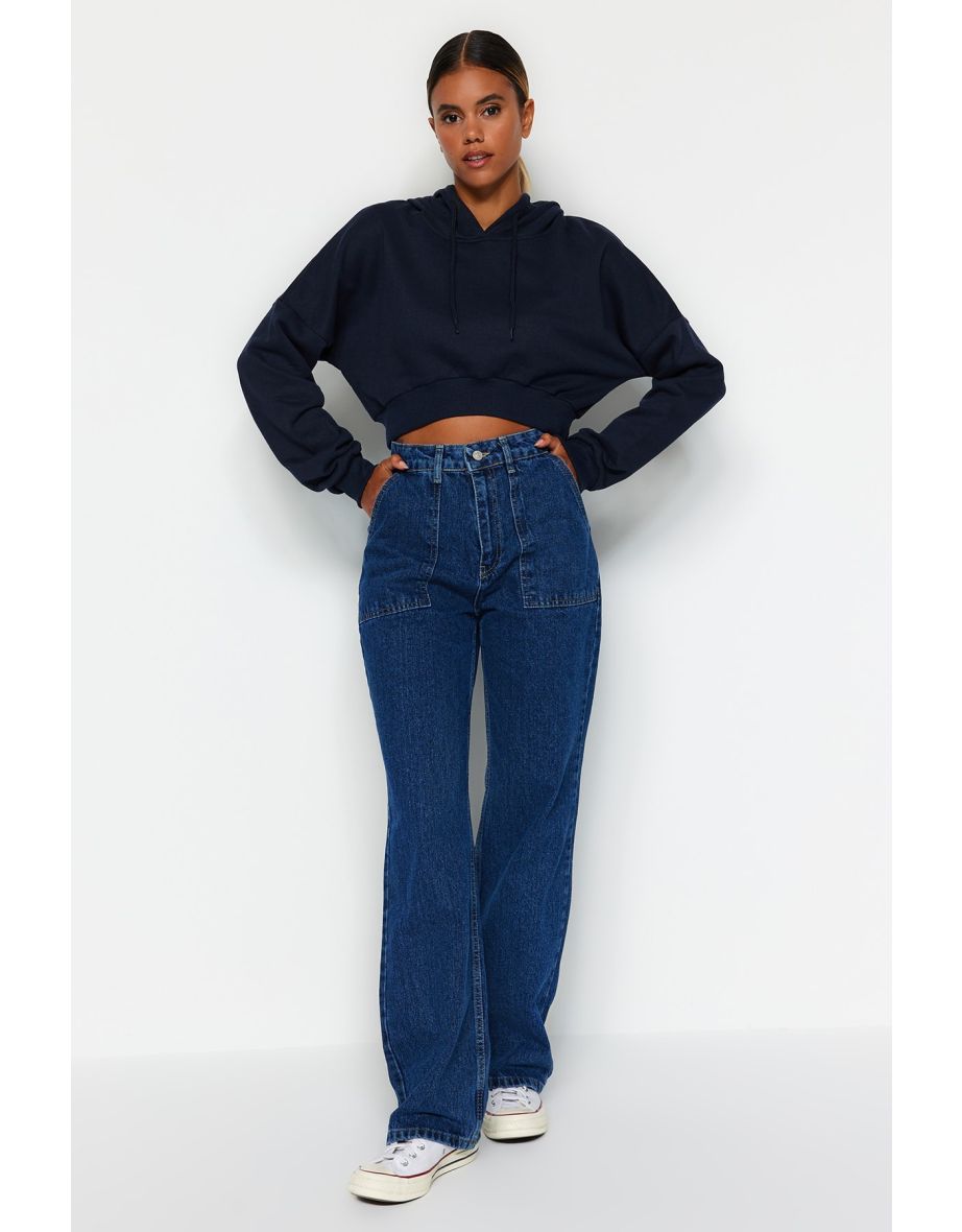 Jeans - Navy blue - Loose