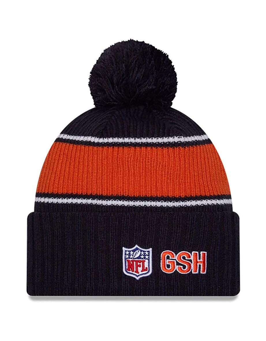 New Era Mens Knits Chicago Bears NFL Bobble Hat Beanie Warm Winter - Navy - 1