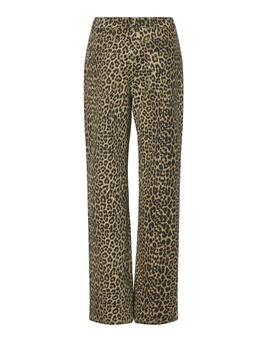 Leopard Print Straight Jeans with High Waist - 6