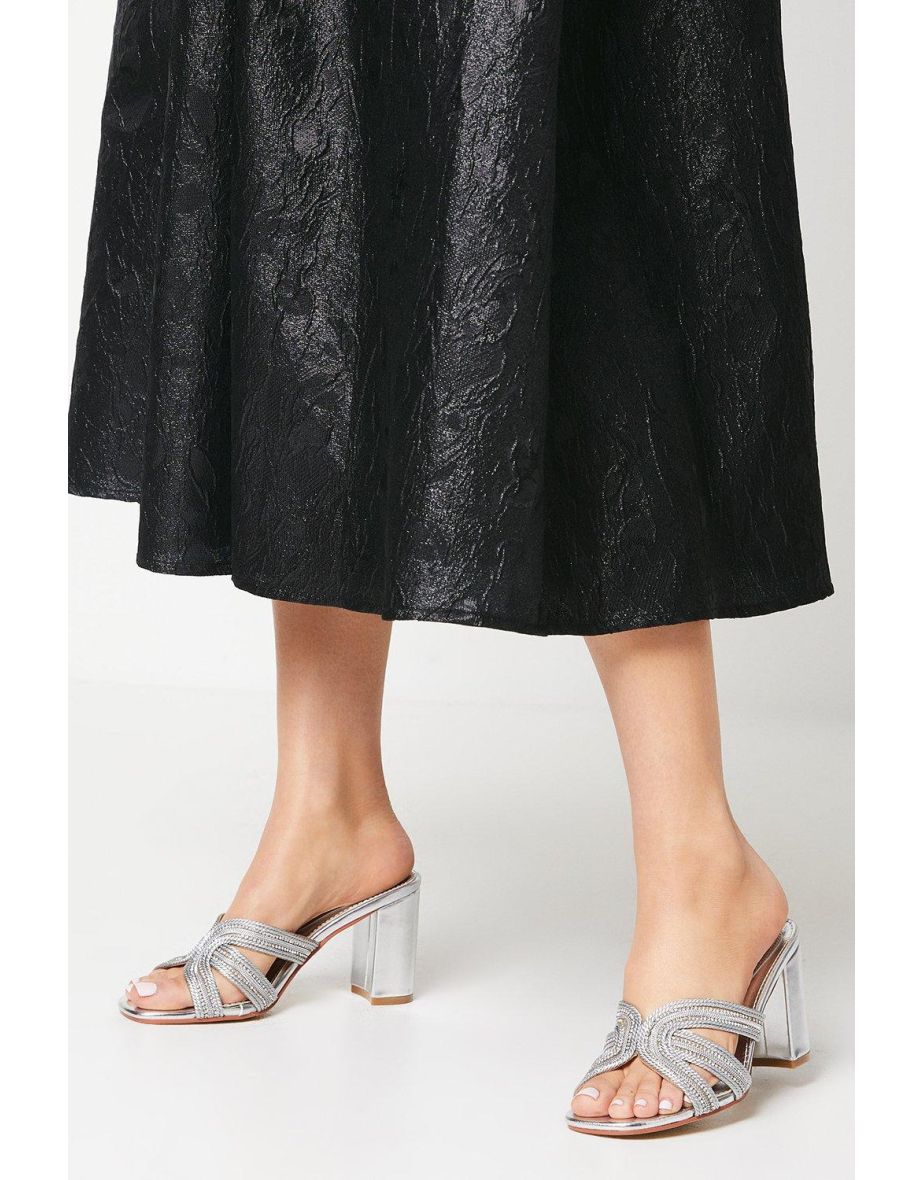 Tibago Diamante Rope Detail Heeled Mule Sandals