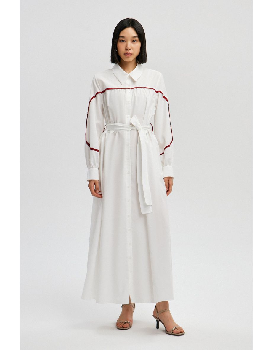 SHIRT DRESS WITH PIPNG DETAIL