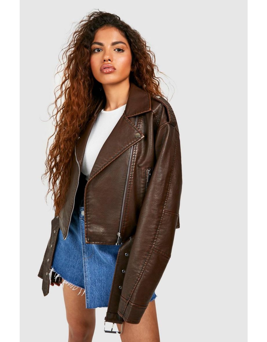 Petite cropped 2024 leather jacket