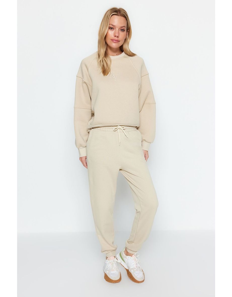 Stone Loose Jogger Normal Waist Thick Knitted Sweatpants - 7
