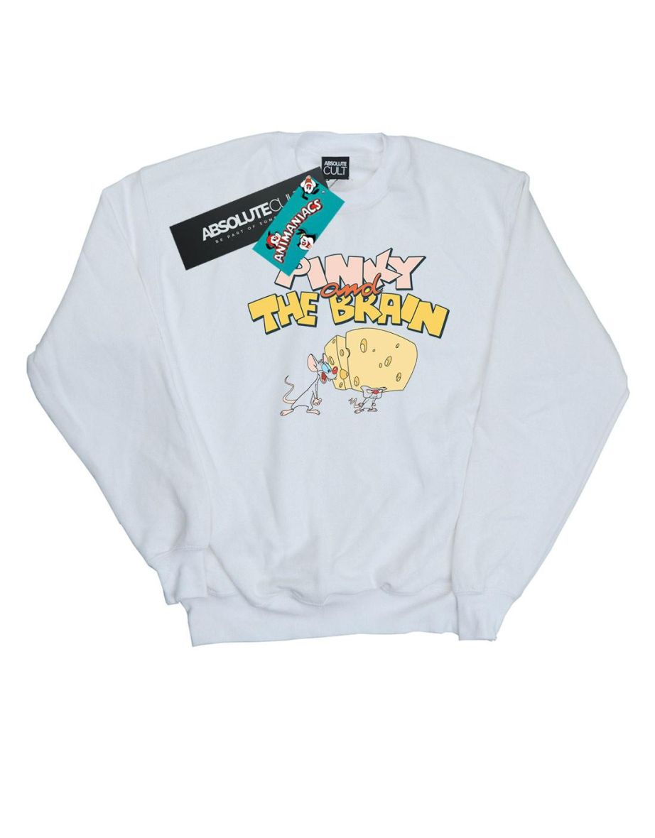 Animaniacs Boys Pinky And The Brain Cheese Head Sweatshirt - White