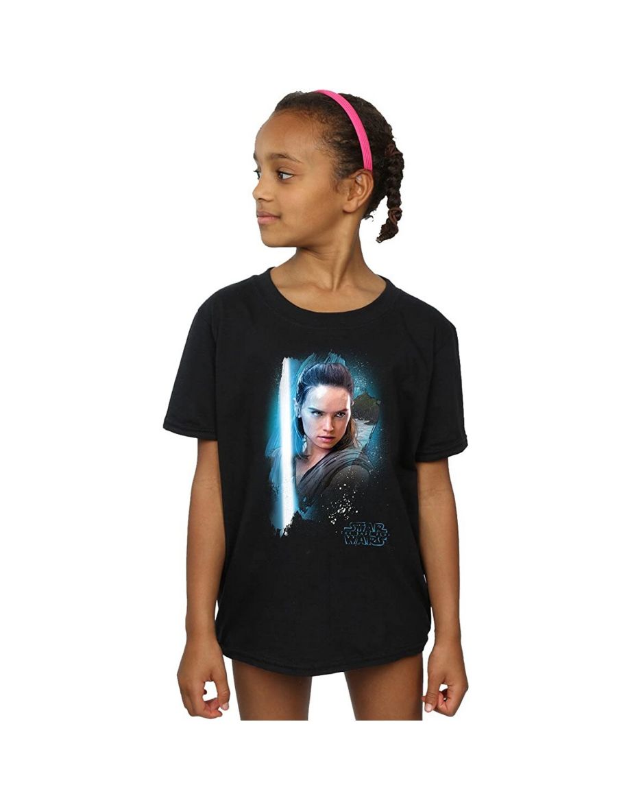 Star Wars: The Last Jedi Girls Rey Brushed Cotton T-Shirt - Black