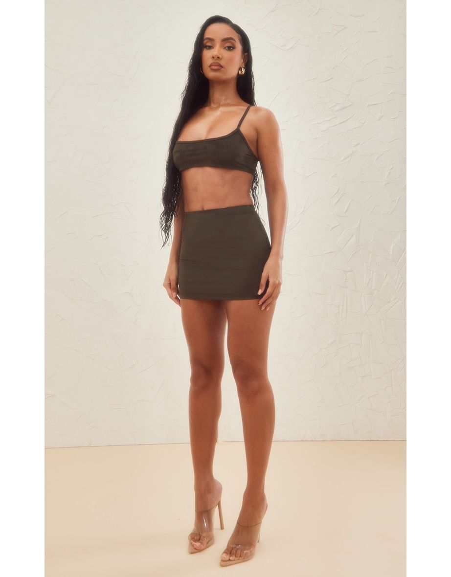 Suede skirt pretty little thing clearance